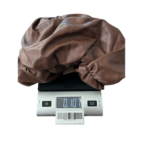 Meshki Ruched Bodycon Naomi Mini Skirt Size XS Chocolate Brown Faux Leather - Picture 15 of 15